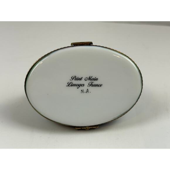 Limoges France Hand Painted Bridge Trinket Box Peint Main - Picture 9 of 13